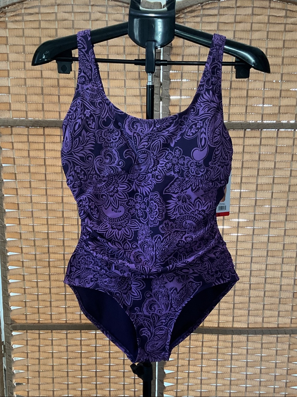 Lands' End Purple Paisley One-Piece Swimsuit